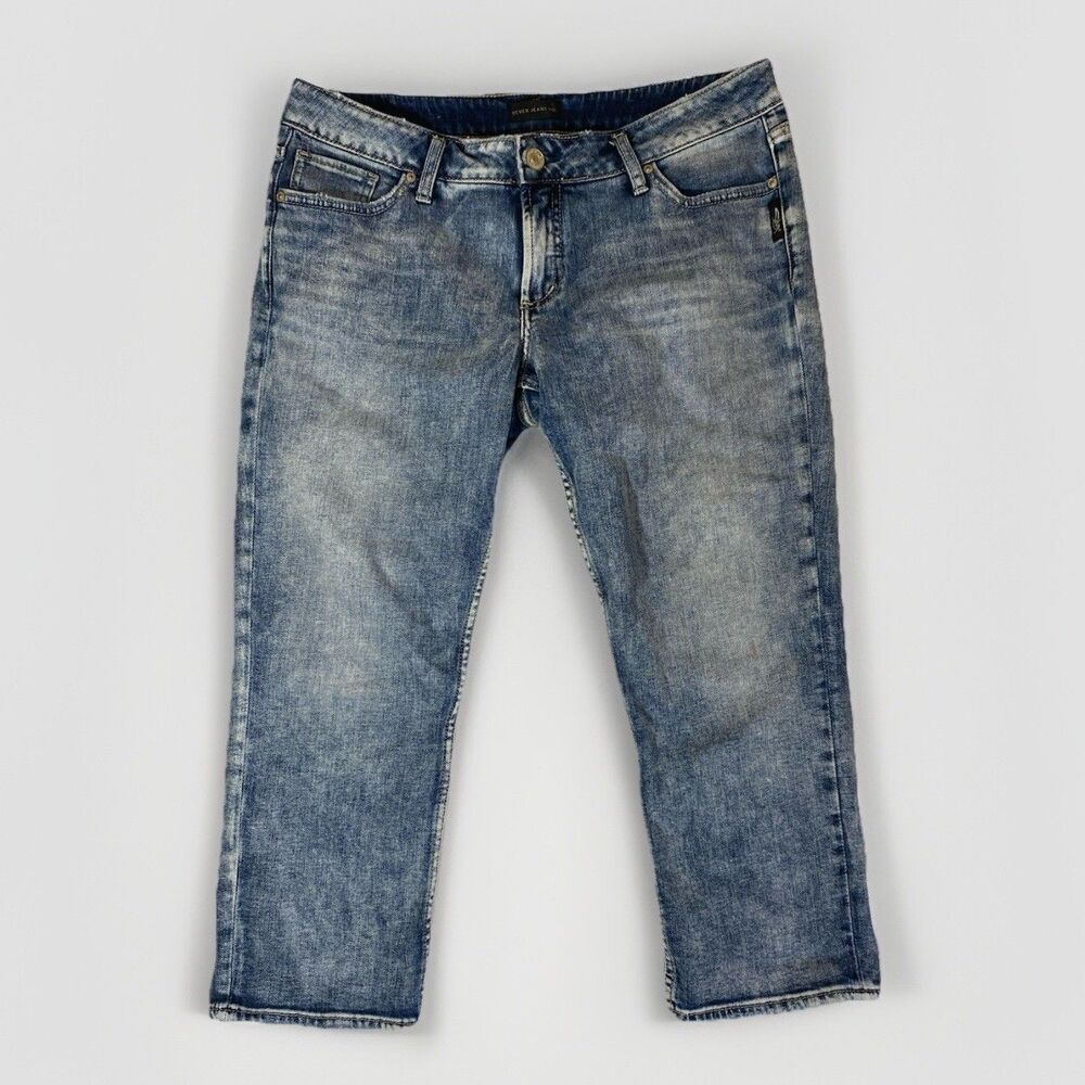 Silver Jeans Womens 31x22.5 Blue Faded Suki Capri Summer Low Rise Cropped